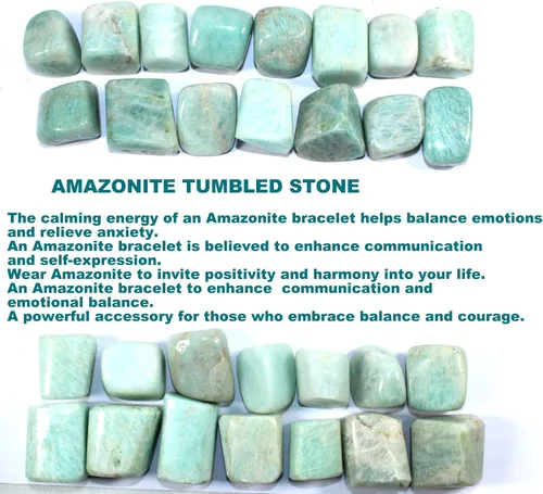Vista 2 de Jet Amazonite - Piedra rodada de 3.53 oz aprox. de 0.75 a 1 pulgada con bolsa de terciopelo (Amazonita)
