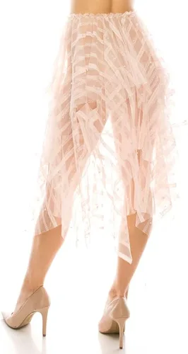 Vista 4 de Salt - Falda midi de malla con perlas de encaje para mujer
