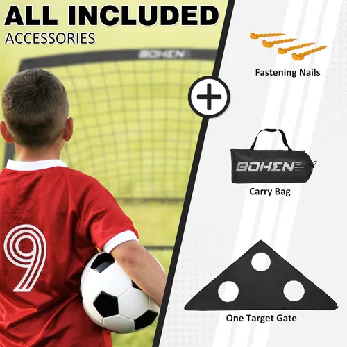 Vista 6 de BOHEN 6x4 FT Kids Soccer Goals with Carry Bag, Portable Folding Soccer Net for Backyard Training, Indoor/Outdoor Use for Youth and Adult