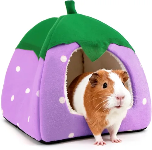 Vista 12 de Cama de conejillo de indias, casa de conejo enano, accesorios para cueva, acogedor escondite para conejito, erizo, hurón, chinchilla y otros Rosa