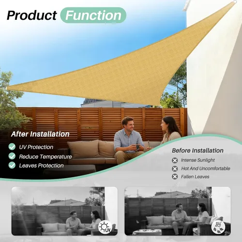 Vista 62 de SunnyRoyal Toldo parasol triangular de 8 x 8 x 8 pies con bloqueo UV, para patio, jardín, piscina (turquesa)