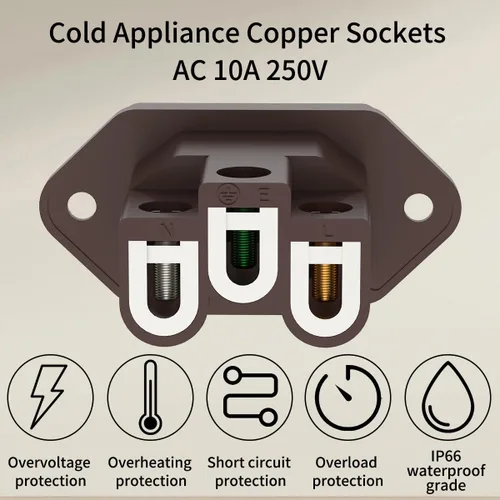 Vista 4 de Viborg Adaptador de enchufe de montaje en panel AC 250V 10A IEC320 C14 Conector de alimentación Enchufe de alimentación Enchufe de alimentación