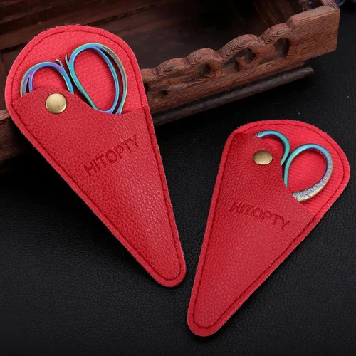 Vista 7 de Juego de 2 fundas protectoras para tijeras pequeñas de 5.3 pulgadas Funda de piel sintética, compacta, ambidiestra, para almacenar tijeras