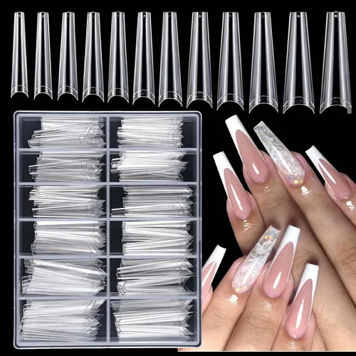 Vista 9 de LoveOurHome 240 puntas de uñas postizas XL de acrílico transparente en forma de almendra, uñas de cobertura completa, uñas postizas extralargas