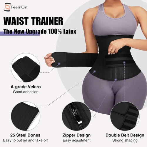 Vista 2 de FeelinGirl Latex Waist Trainer for Women Tummy Control Shapewear Waist Cincher Hourglass Body Shaper Workout 25-Steel Bones