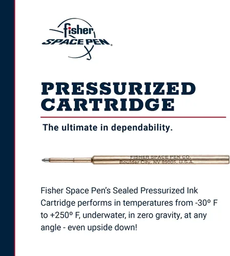 Vista 2 de Fisher Space Pen Recambio de cartucho presurizado de punta gruesa, tinta negra, 1 paquete