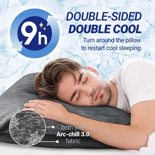 Vista 3 de Fittia Fundas de almohada refrescantes para personas que duermen con calor, paquete de 2 de tamaño estándar, fundas de almohada transpirables