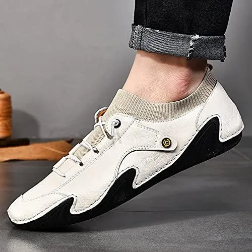 Vista 8 de Mocasines para hombre, zapatos de cuero, vestido casual hecho a mano, sin cordones, cómodos, para conducir, zapatos náuticos, para hombre