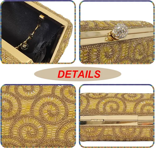 Vista 3 de Novedosos bolsos cilíndricos para mujer, bolso de noche para fiesta, bolso de mano de cristal, para novia, graduación, boda, cóctel