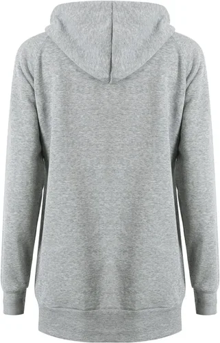 Vista 2 de Abrigo con capucha para mujer, manga larga, bolsillo grande, para gatos, cachorros, sudaderas para mujer, gris, L