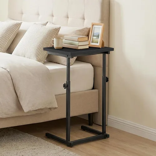 Vista 6 de HOOBRO Mesa auxiliar en forma de C, mesa auxiliar de sofá de altura ajustable, mesa deslizante debajo del sofá, mesa auxiliar en forma de C