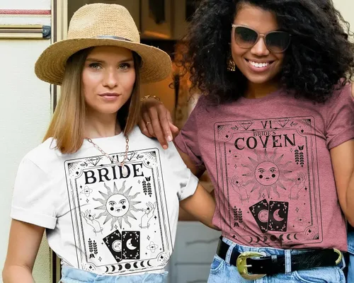 Vista 5 de Camisa de novia para mujer, camiseta de bachillerato para despedida de soltera, camiseta de novia de bruja, camiseta para novia, boda, luna de miel