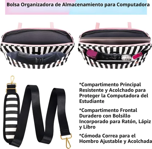 Vista 8 de MATEIN Bolsa para laptop para mujeres, maletín delgado de 15.6 pulgadas para computadora, funda, bolsa ligera linda y femenina de mensajero