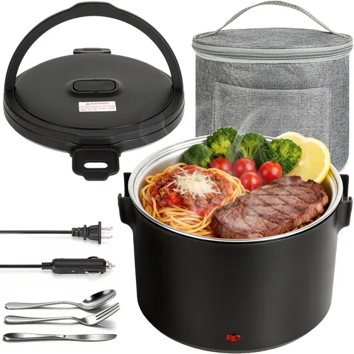 Vista 11 de Lonchera eléctrica de 100 W, calentador portátil de alimentos de 33 onzas, color rosa A-Rosa-33oz