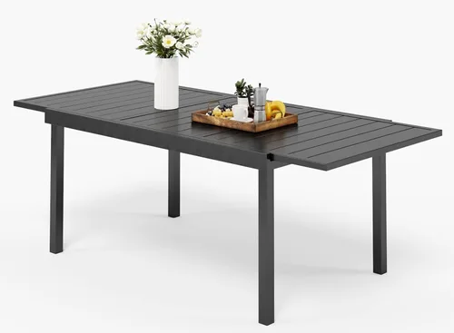 Vista 12 de MFSTUDIO Mesa de bistró cuadrada de 37" para el patio, mesa de comedor, muebles de exterior, mesa de jardín, imitación de superficie de madera