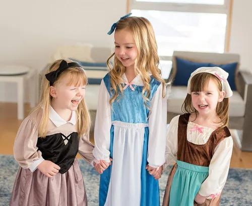 Vista 6 de Little Adventures Vestido de día de belleza con disfraz de lazo (edad mediana 3-5) Lavable a máquina para juegos de simulación y vestido de fiesta