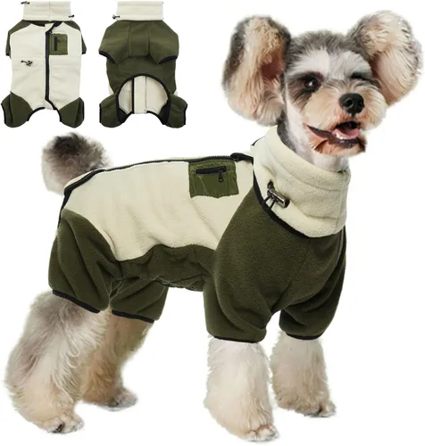 Vista 11 de DENTRUN - Abrigo de invierno para perros pequeños, chaqueta de forro polar cálido con cuello alto extraíble, suéter acogedor para cachorros en clima