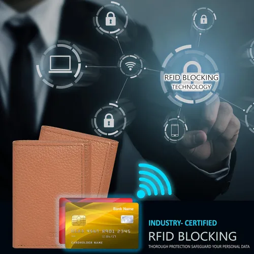 Vista 6 de ESTALON Slim RFID Wallets for Men - Genuine Leather Front Pocket Trifold Wallet