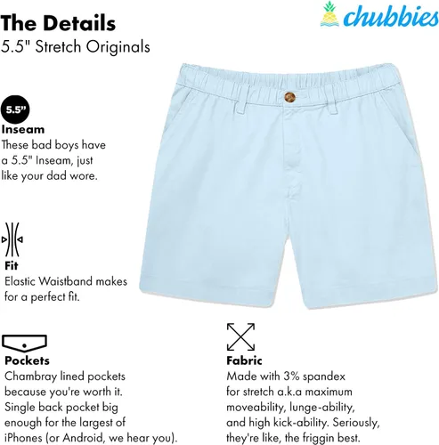 Vista 2 de Chubbies Pantalones cortos para hombre con entrepierna de 5.5 pulgadas, algodón elástico casual chino