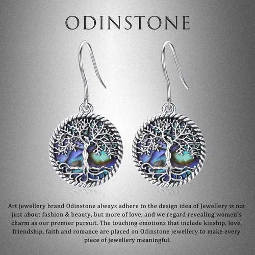 Vista 3 de Aretes de plata de ley 925 con diseño de gato, árbol de la vida, piedra lunar, lágrima, filigrana, colgantes, para mujeres y niñas