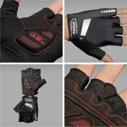 Vista 3 de GripGrab SuperGel - Guantes acolchados de medio dedo para ciclismo de verano, guantes de ciclismo para hombres, guantes de ciclismo sin dedos