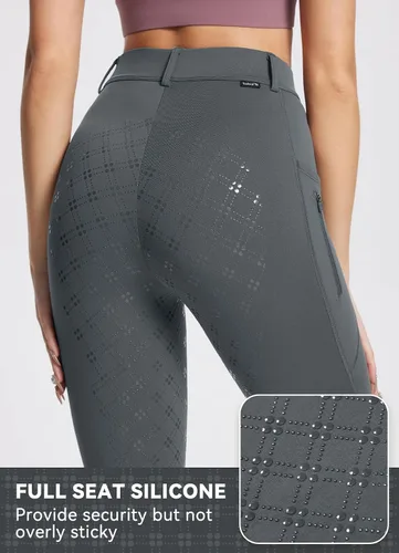 Vista 4 de BALEAF Pantalones de equitación de invierno para mujer, pantalones de forro polar para equitación, leggings con bolsillos