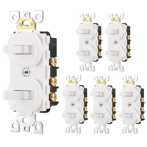 Vista 11 de Wengart Interruptor de Luz de Doble Palanca, 15 Amperios AC120 Voltios, Interruptor de Pared Eléctrico de Grado Residencial, Ideal para Hogar