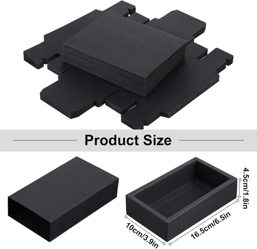 Vista 2 de Zonon 30 piezas de caja de cajón de papel kraft, mini cajas de regalo de cartón para manualidades para negocios y favores de fiesta de bodas, Negro
