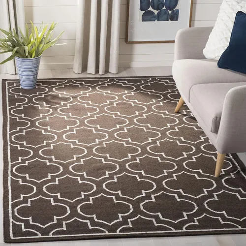 Vista 9 de SAFAVIEH Dhurries Collection DHU625A - Alfombra decorativa de lana de alta calidad hecha a mano de 2 pies 6 pulgadas x 4 pies, azul/marfil