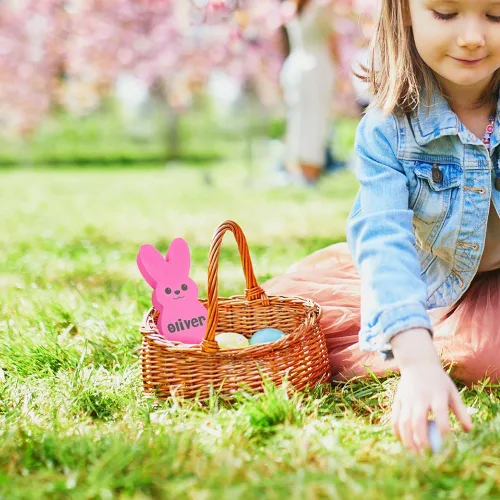 Vista 6 de callie Adorno de luz LED de Pascua personalizado para niños, diseño de conejito de plástico con nombre personalizado, decoración del hogar, regalo