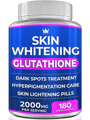 Vista 9 de Píldoras blanqueadoras de glutatión – 120 cápsulas de 2000 mg de glutatión – Suplemento eficaz para aclarar la piel – manchas oscuras, melasma