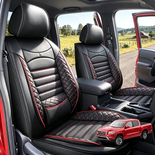 Vista 9 de AOMSAZTO Fundas de asiento para asiento delantero Nissan Frontier 2009-2026 # 014 Negro
