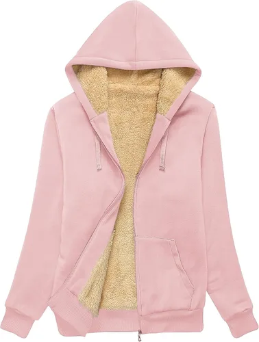 Vista 21 de SWISSWELL - Sudaderas con capucha para mujer, suéter de invierno con forro de vellón, con cremallera completa, forro de sherpa grueso Negro