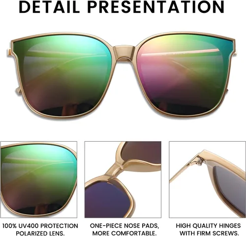 Vista 4 de Duco - Lentes de sol redondos vintage para mujeres y hombres con protección UV de moda para la playa