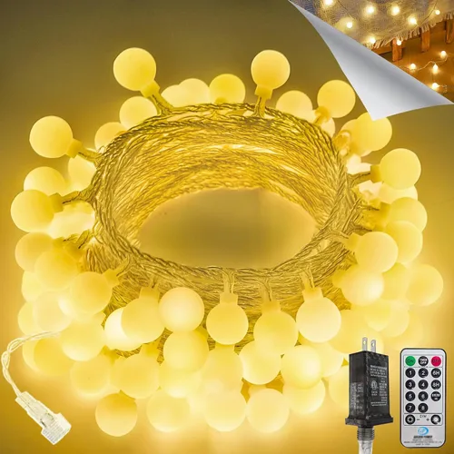 Vista 16 de LORRYTE Luces de Navidad marroquíes para exteriores operadas por batería, 60 LED de 36 pies, luces de globo de hadas con 8 modos de iluminación