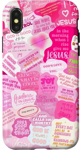 Vista 5 de Funda estética para iPhone 16 con versículos bíblicos cristianos con citas positivas
