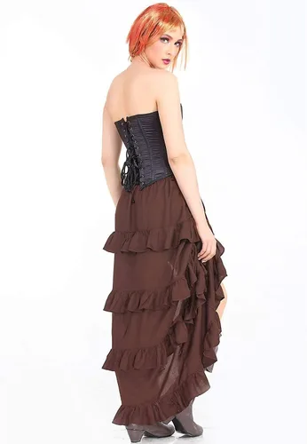 Vista 4 de ThePirateDressing - Disfraz para cosplay estilo victoriano Steampunk para mujer, falda de corte asimétrico con frente alto y largo atrás, C1367