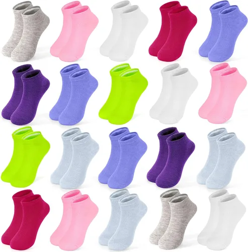 Vista 8 de ZERULETS Calcetines para niños, 20 pares de calcetines de tobillo de corte bajo cortos deportivos para niños y niñas, niños de 1 a 13 años
