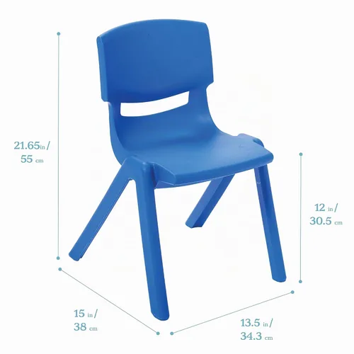 Vista 3 de ECR4Kids Silla apilable de plástico de 12 pulgadas, muebles de aula, azul, 10 piezas Plástico duradero, certificado GREENGUARD Gold, 4-6 años