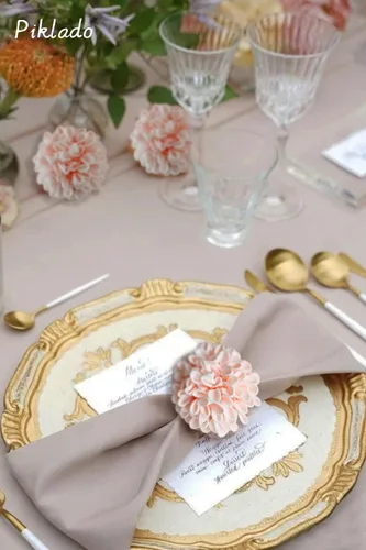 Vista 7 de Flores de dalia de imitación para boda, 25 rosas rosadas con tallos para decoración de boda, centro de mesa, arreglo de ramo (rubor)