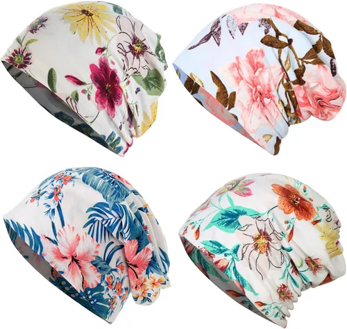 Vista 15 de JarseHera Gorro holgado de mujer con encaje de algodón, gorros para quimioterapia, gorros para el cáncer, turbante