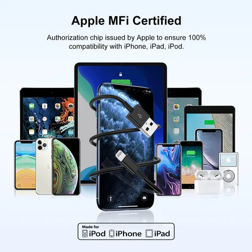 Vista 8 de Paquete de 3 [certificado Apple MFi] Cargador de iPhone de 3 pies, cable Lightning a USB de 3 pies, cable de carga rápida Apple de 3 pies