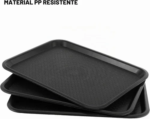 Vista 3 de SHEUTSAN 8 paquetes de bandejas de plástico de 16 x 12 pulgadas para comida rápida, bandejas rectangulares antideslizantes para servicio