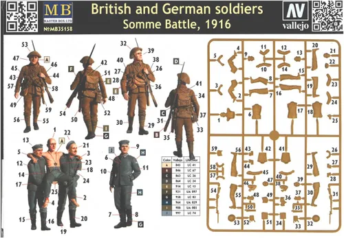 Vista 2 de Master Box Modelos "Soldados británicos y alemanes, Somme Battle 1916" - Juego de 6 figuras (1/35 Escla)