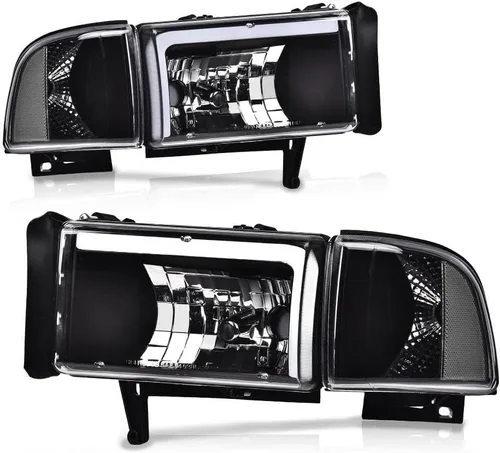 Vista 20 de PIT66 Conjunto de faros LED para Dodge Ram 1500 2500 3500 1994-2002 Reflector ámbar con carcasa negra