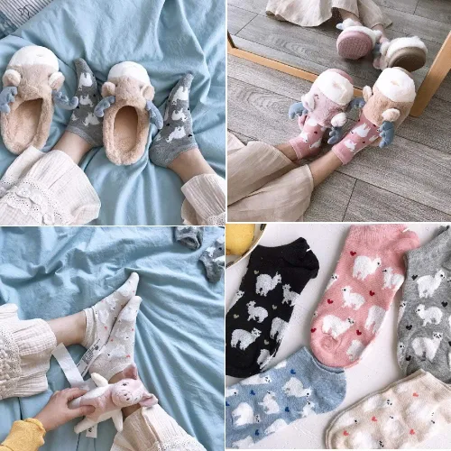 Vista 7 de CheeseandU. Calcetines tobilleros para mujer, 5 unidades, diseño de dibujos animados.