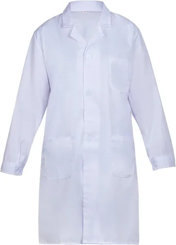 Vista 5 de Disfraz de científico médico para mujeres y hombres, para Halloween, manga de botón blanco, abrigos de laboratorio, unisex, accesorios de enfermera