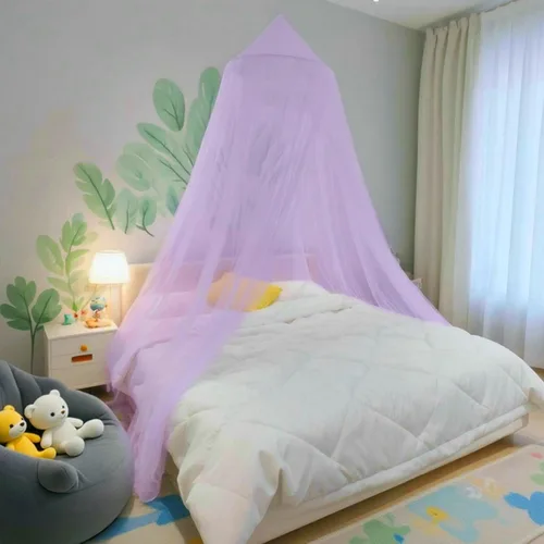 Vista 7 de Dosel de cama Eimilaly con mosquitera y 250 piezas de luces de cortina blancas cálidas, dosel de cama para decoración de habitación de niñas o Luces