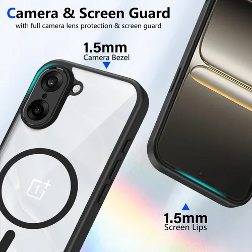 Vista 521 de Funda magnética transparente compatible con Xiaomi 17T, color negro 2 en 1 PC + TPU cubierta de teléfono a prueba de golpes, carcasa protectora