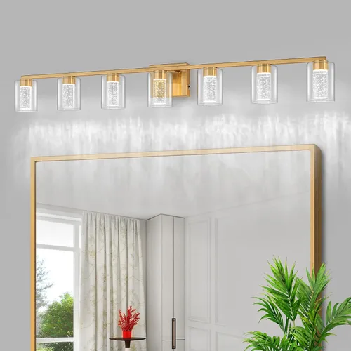 Vista 29 de SineRise - Lámpara de tocador de 2 luces, negra y dorada, con 3 modos de color (3000K/4000K/6000K), lámpara de baño LED con protección ocular